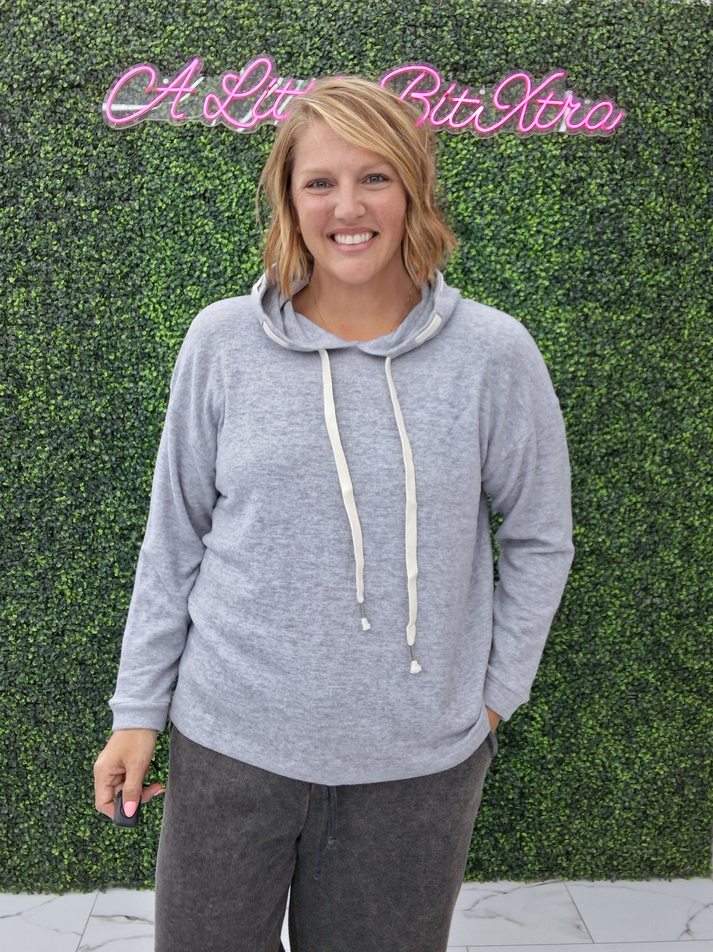 Heather Grey Drawstring Hoodie