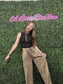 MOCHA ACID WASH WIDE LEG SWEATPANTS