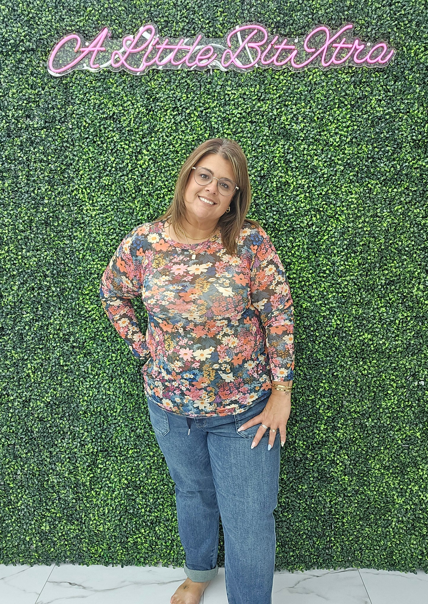 Mesh Floral Top