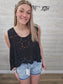 BLACK CASUAL CROCHET TANK TOP