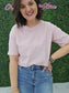 Crew Neck Oversized Crop Tee Pink