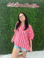 Red/Pink Striped Oversized Shirt