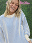Two Tone Crewneck Sweater/ Cornflower Blue