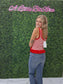 Red/White Striped Ruffle Tank