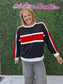 SPORTY COLORBLOCK PULLOVER SWEATSHIRT: BLACK/RED