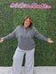 Fleece Half Snap Button Hoodie- Grey