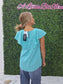 Linen Top Ruffle Collar Turquoise