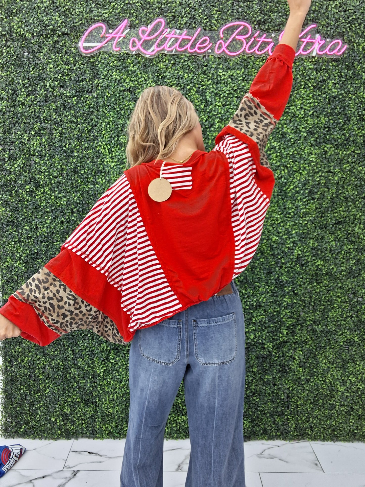 GAMEDAY THEME STRIPE MIX AND MATCH TOP: RED