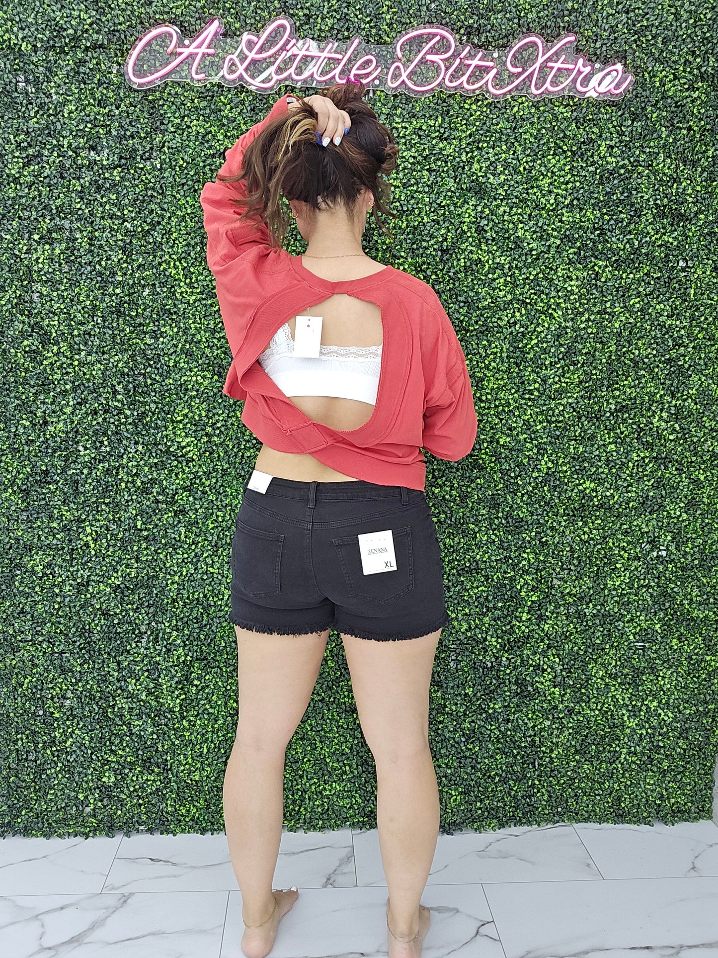 Open Back Long Sleeve Tee / BRICK