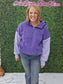 ELASTIC HEM FLEECE HOODIE: PERIWINKLE