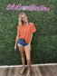 CORAL CREW-NECK KNITTED BAGGY SHORT-SLEEVED TOP