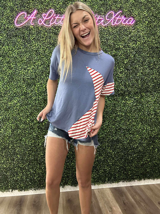 PATRIOTIC AMERICAN STAR STRIPE SHORT SLEEVE