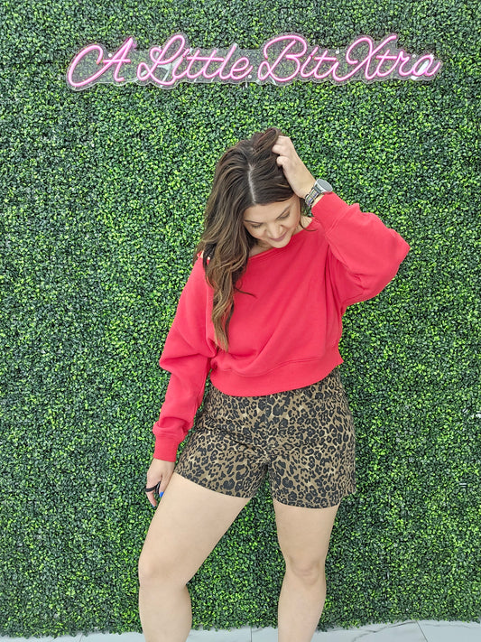 JB CUT OFF LEOPARD PRINT SHORTS 150392