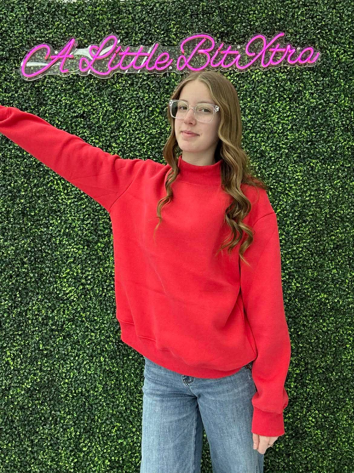 Mock Neck Sweatshirt (red)