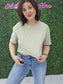 Crew Neck Oversized Crop Tee Sage Green