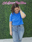 Crew Neck Oversized Crop Tee Blue