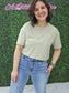Crew Neck Oversized Crop Tee Sage Green