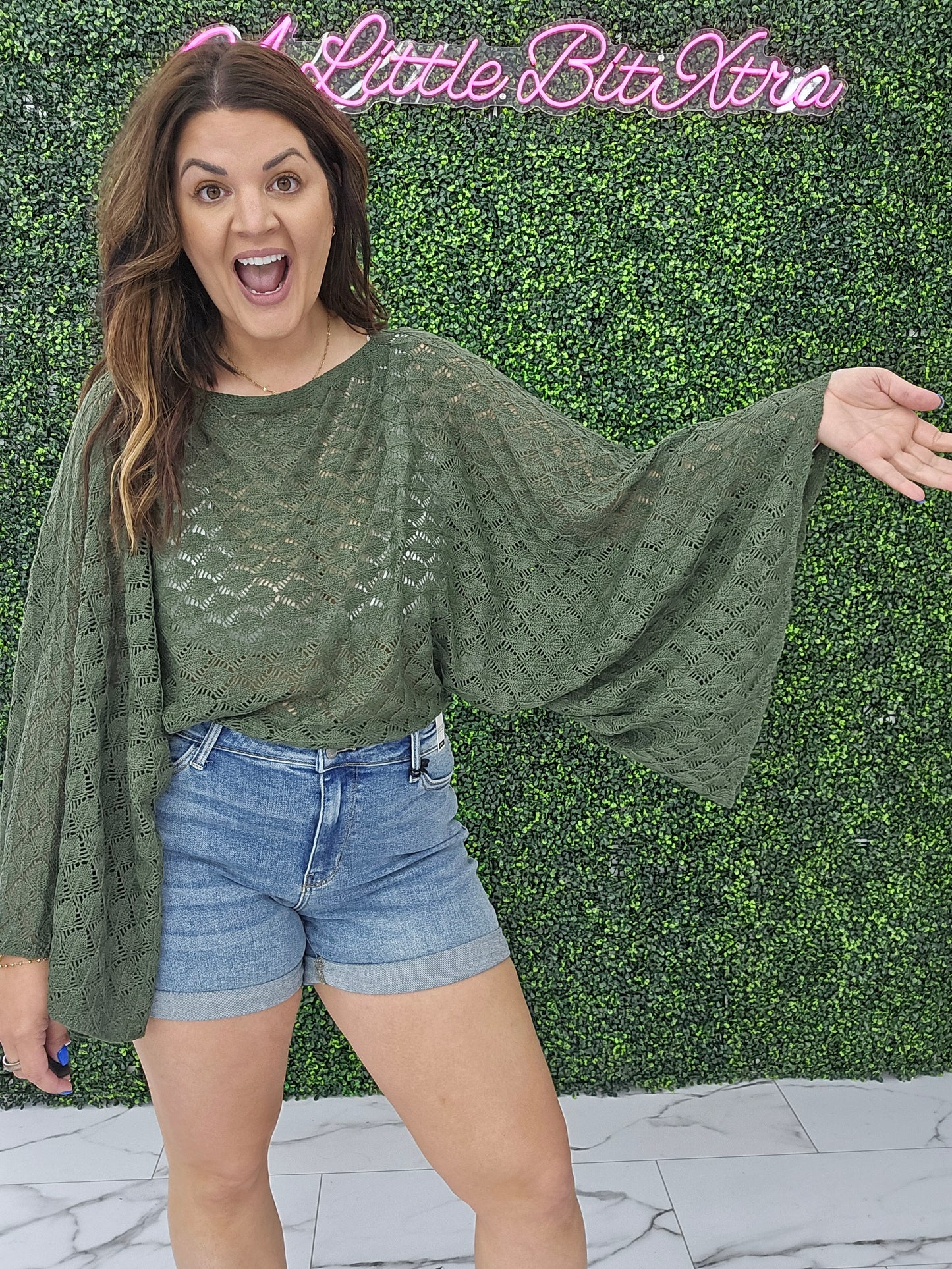 Olive Bell Sleeve top