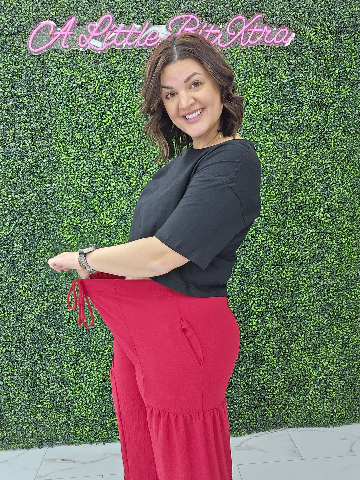 WIDE LEG PANTS RED