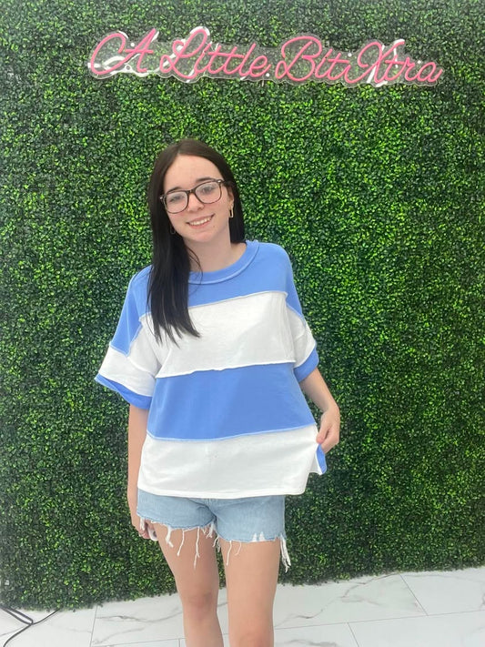 Cornflower Blue Exposed Seam Top
