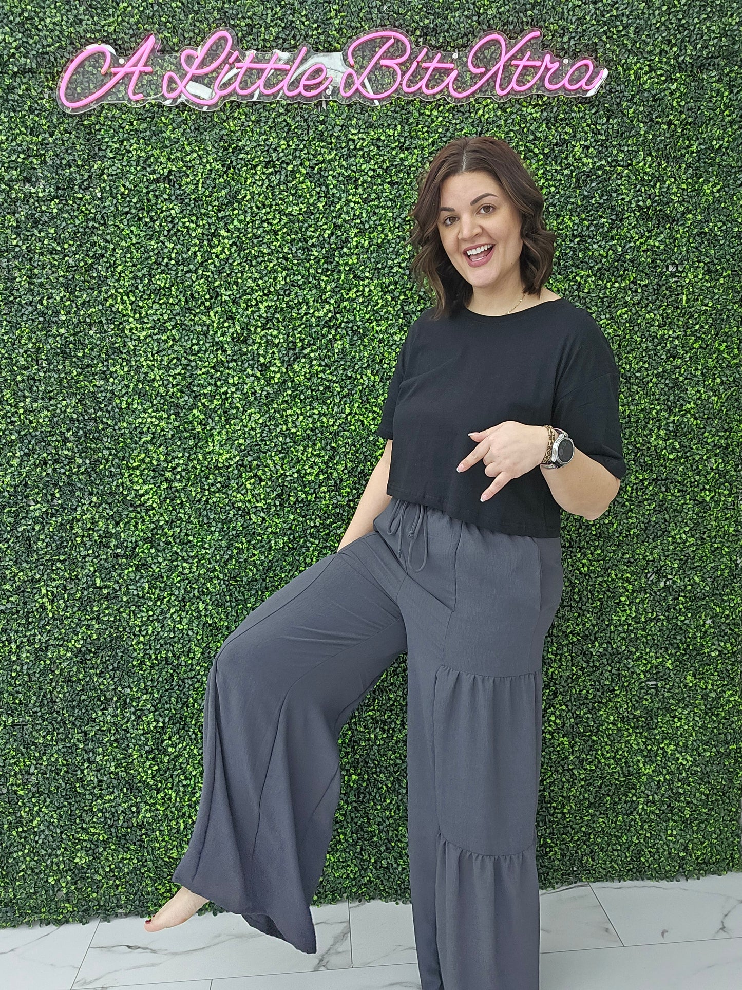 WIDE LEG PANTS CHARCOAL