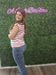 RED ROUND NECK STRIPED RAGLAN SLEEVE T-SHIRT
