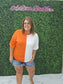 Game Day Multi Color Knit Top: ORANGE/WHITE