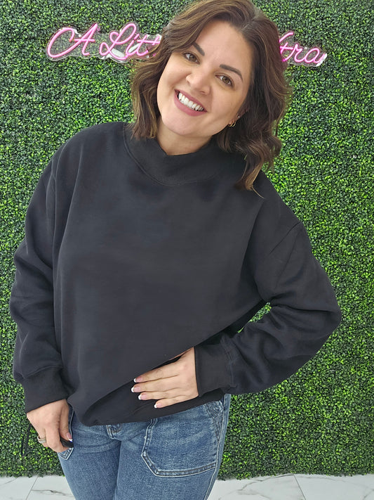 Mock Neck Sweatshirt (black)