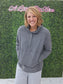 Fleece Half Snap Button Hoodie- Charcoal