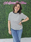 Short Sleeve Stripe Oversized Tee Black
