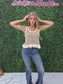 Tan/White Ruffle Tank