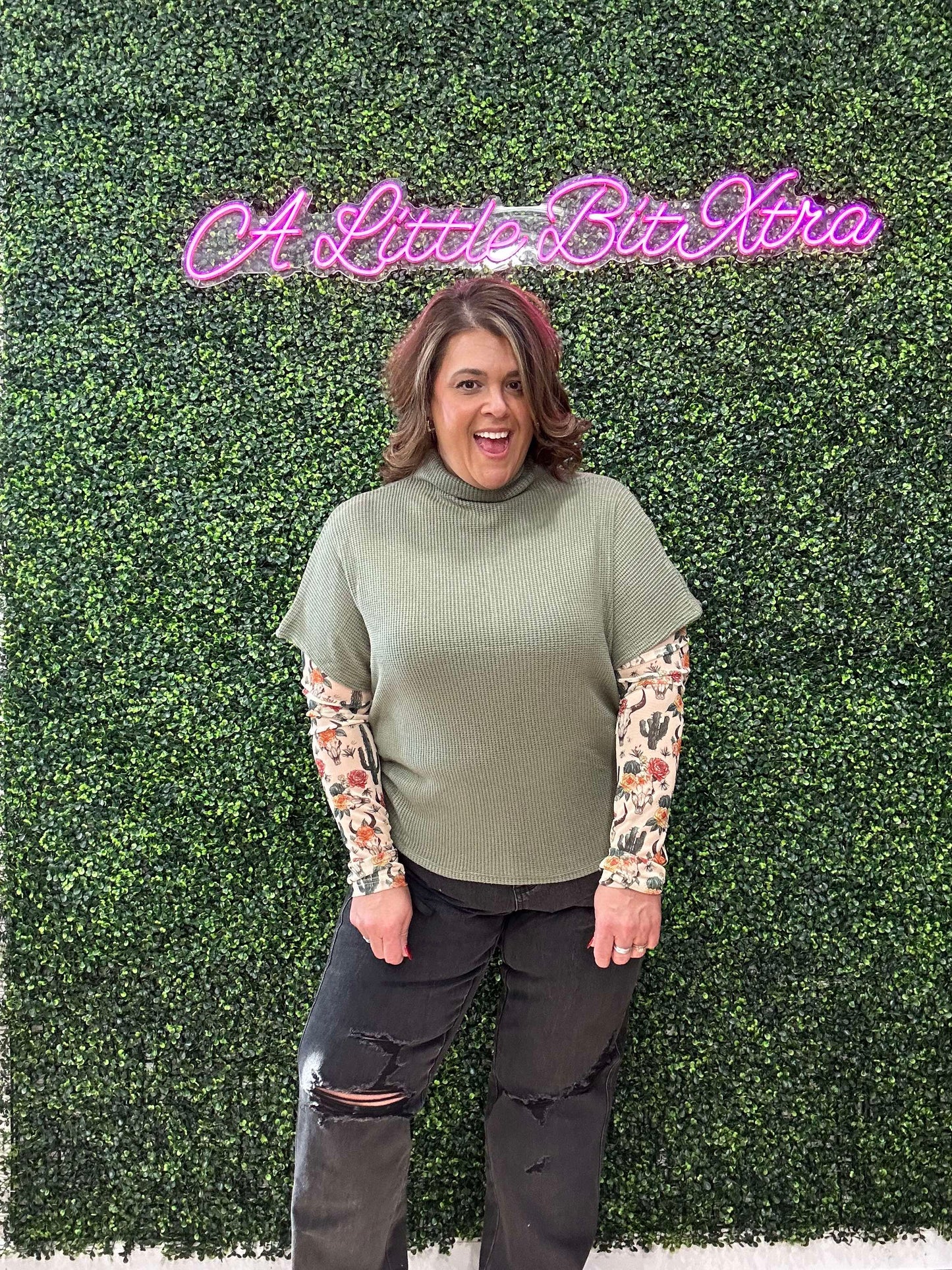 LIGHT OLIVE MOCK NECK SWEATER