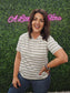 Short Sleeve Crew Neck Sage Stripe Oversize T-Shirt