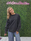 Acid Wash Exposed Seam Sweatshirt- Black