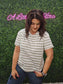 Short Sleeve Crew Neck Sage Stripe Oversize T-Shirt