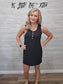 BLACK CORDED SLEEVELESS TANK MINI DRESS