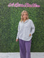 Fleece Half Snap Button Hoodie- Heather Grey