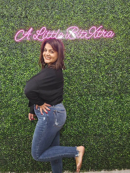 BLACK HIGH NECK DROP SHOULDER SWEATER