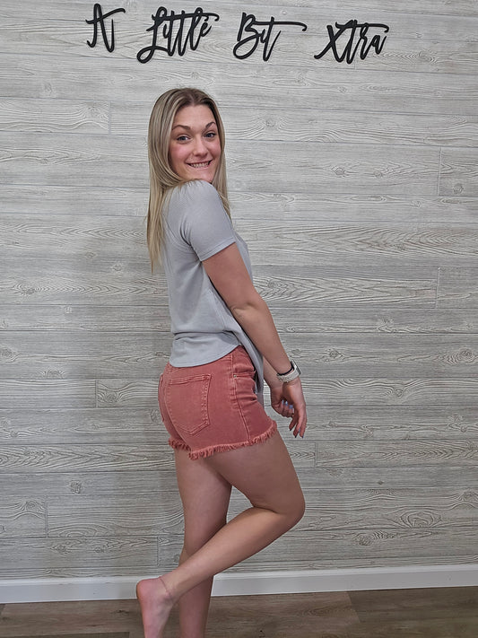 LT GREY BABY WAFFLE SHORT SLEEVE TOP