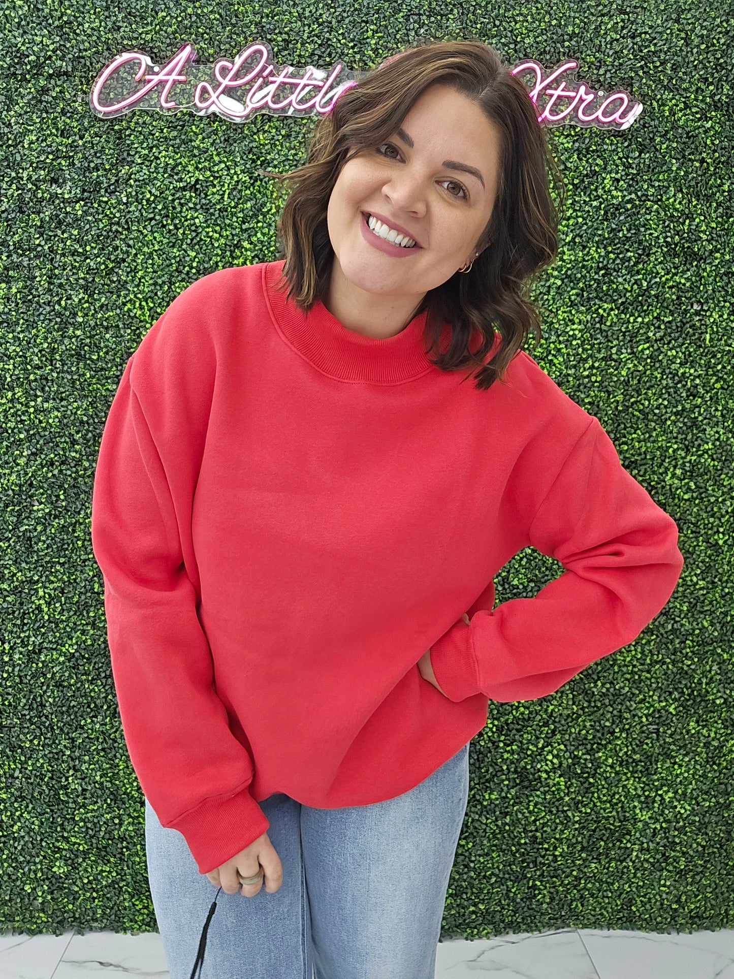 Mock Neck Sweatshirt (red)