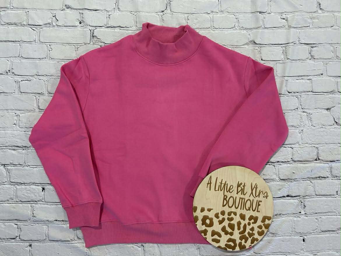 Mock Neck Sweatshirt (hot pink)