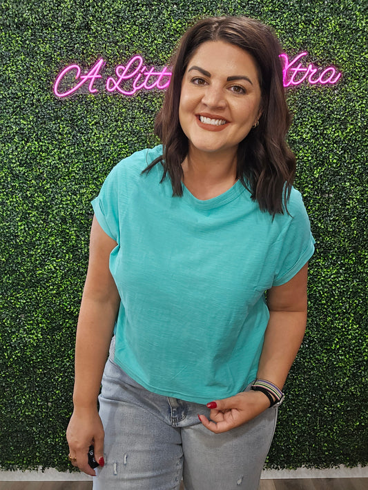 MINT BOXY COTTON TEE