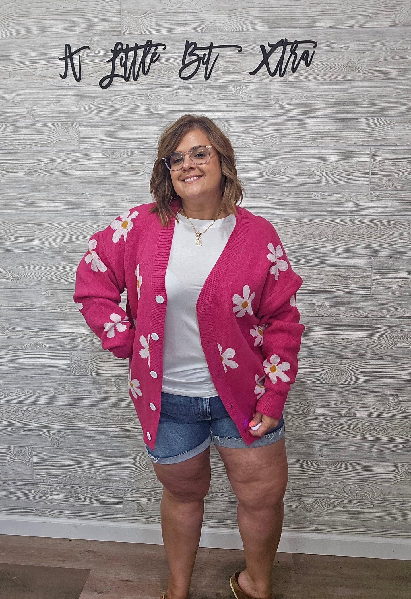 FUCHSIA DAISY CARDIGAN