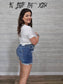 Z Distressed Cuffed Raw Hem Denim Shorts