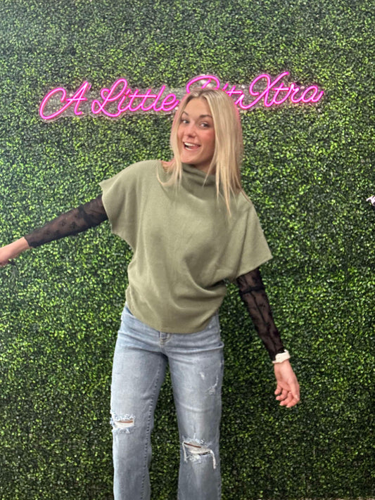 LIGHT OLIVE MOCK NECK SWEATER