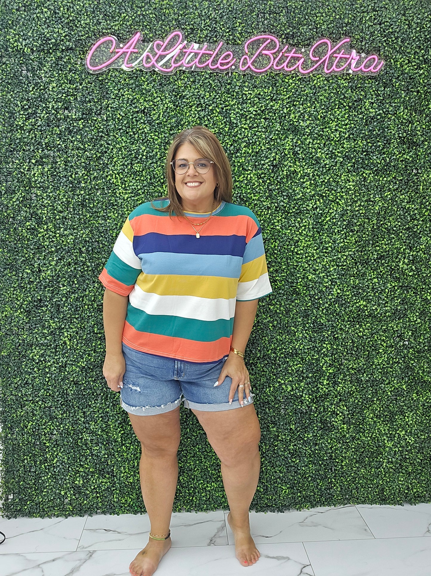 Multicolor Block Short Top