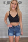Z Dark Raw Frayed Hem Denim Shorts
