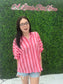 Red/Pink Striped Oversized Shirt