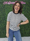 Short Sleeve Stripe Oversized Tee Black