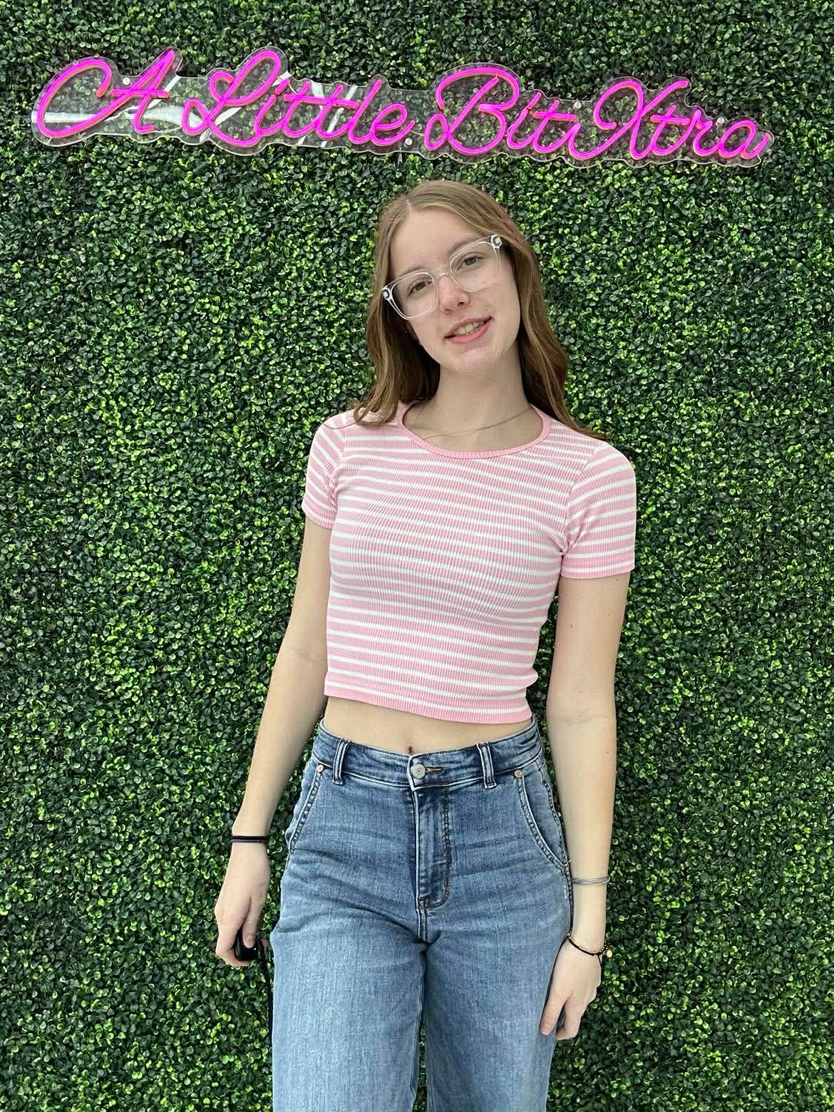 Crew Neck Stripe Seamless Rib Tee Blush